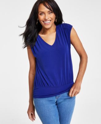 I.N.C. International Concepts - Women's V-Neck Ruched-Shoulder Top
