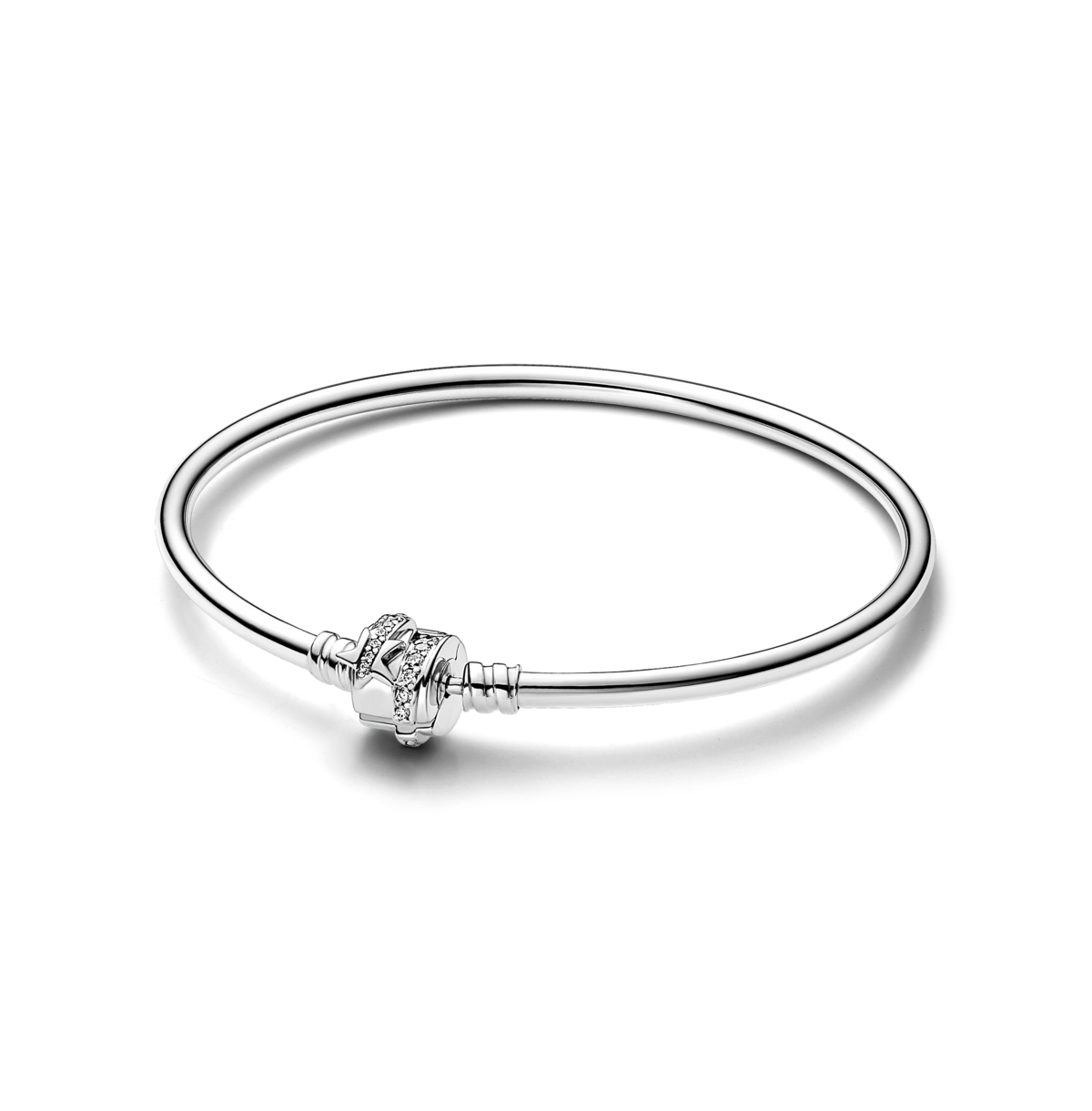 Pandora Moments Cubic Zirconia Sparkling Shooting Star Clasp Bangle Bracelet In Silver