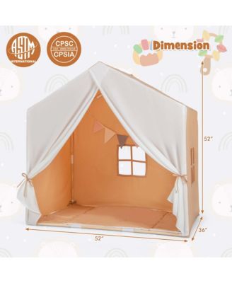 Kid's Play Tent Toddler Playhouse Castle Solid Wood Frame with Washable Mat