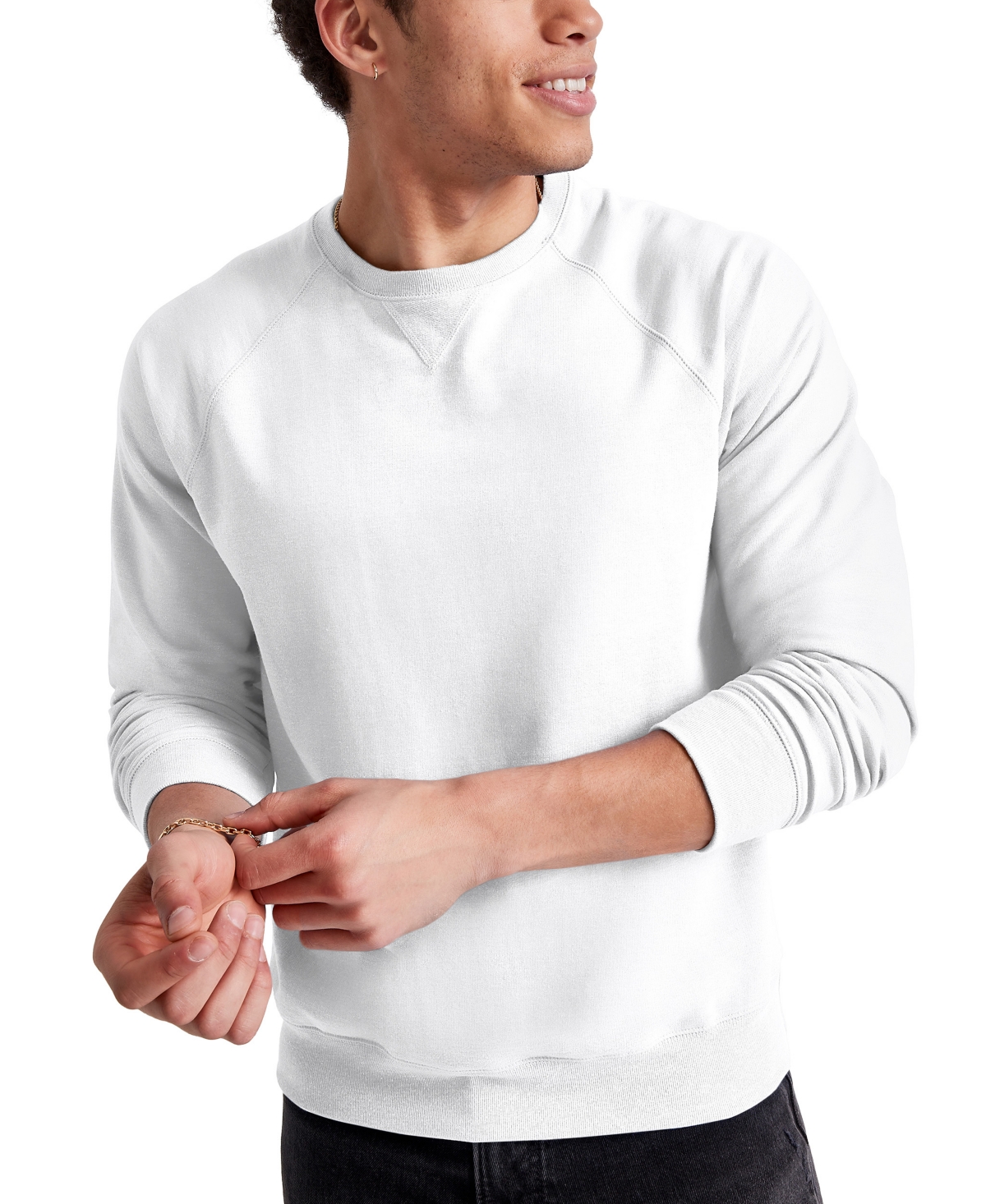 Alternative Apparel Original Men's Triblend French Terry Crewneck Sweatshirt In White