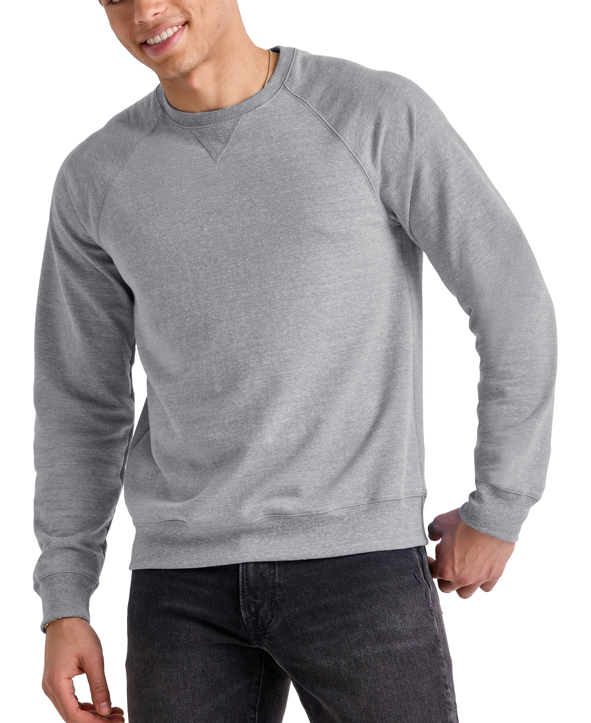 Shop Alternative Apparel Original Men's Triblend French Terry Crewneck Sweatshirt In Concrete Pe Heather