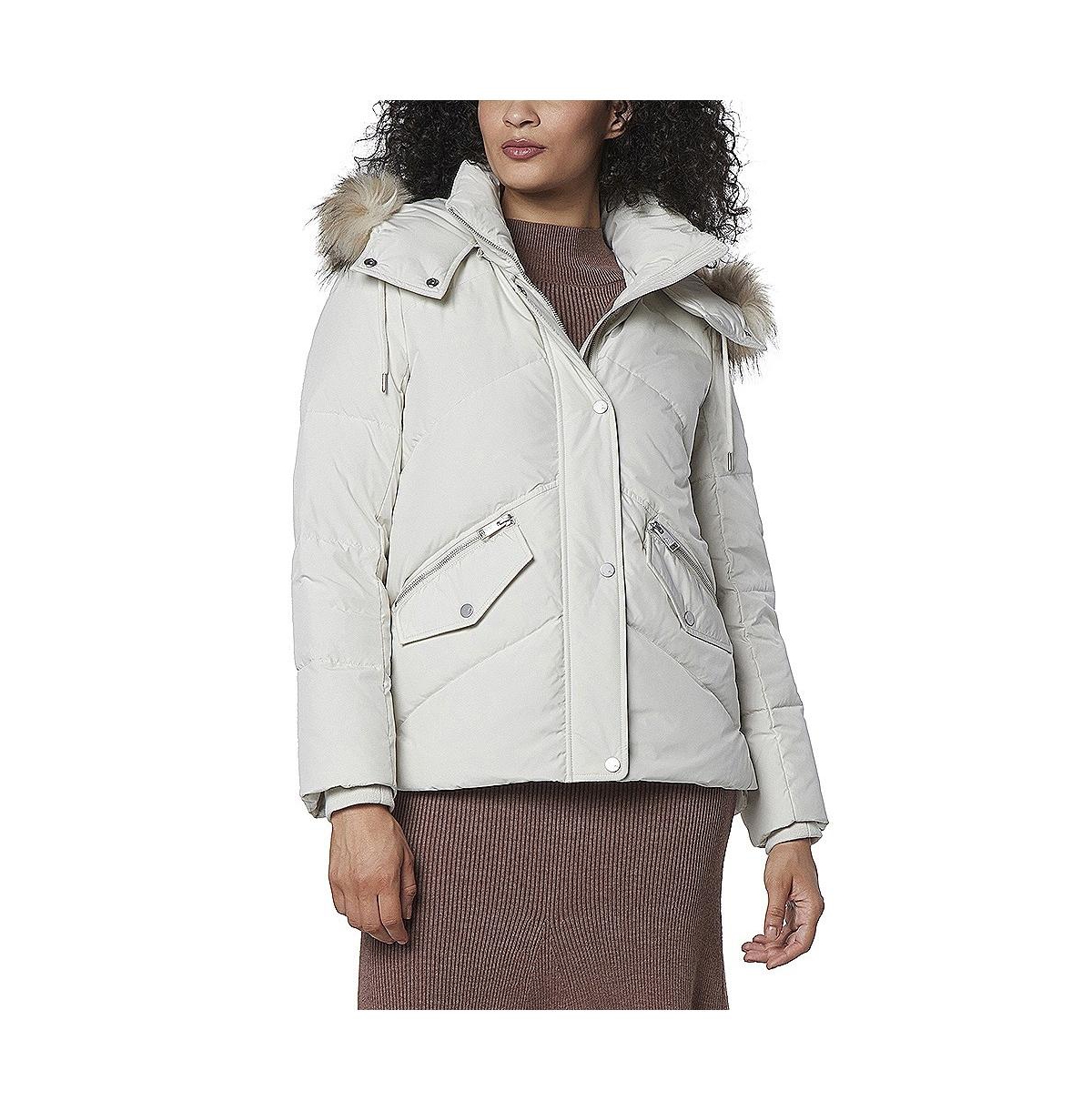 ANDREW MARC WOMEN'S DAPHNE QUILTED SOFT MATTE SHELL WITH MIXED QUILTED DOWN PUFFER