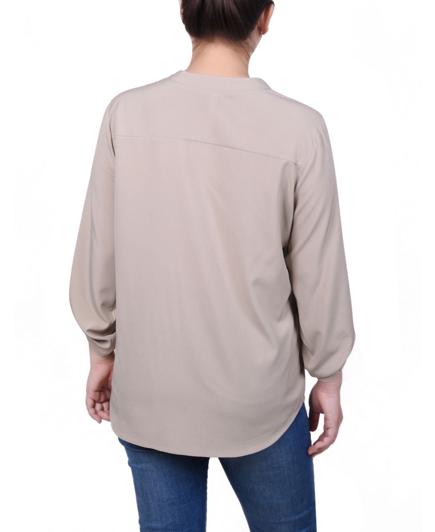 Женская блузка NY Collection Petite Roll Tab Sleeve with Pockets, цвет: Рыжевато-коричневый — фото 2