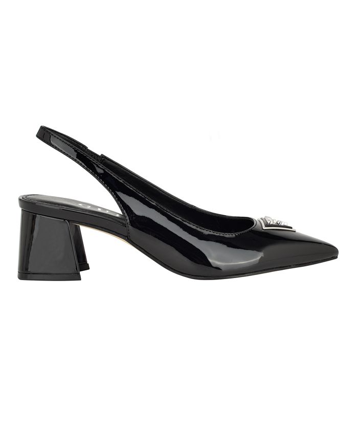 GUESS Women's Zanda Sling Back Pointed Toe Block Heel Sandals - Macy's