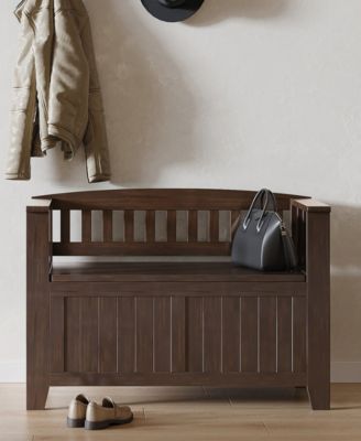 Acadian 25" Solid Wood Small Entryway Storage Bench