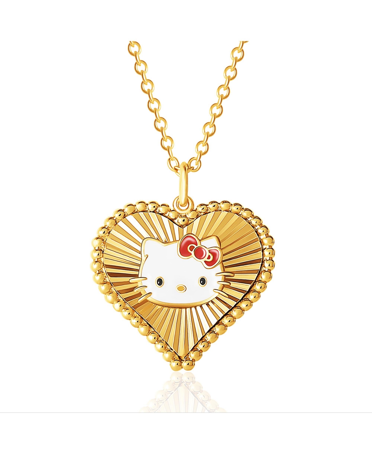 Sanrio Hello Kitty Womens Starburst Heart Pendant Necklace, 18'' - Authentic Officially Licensed - Gold