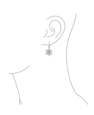 Winter Party Holiday Christmas Drop Lever back Clear Star Ice Blue Snowflake Dangle Earrings Sterling Silver