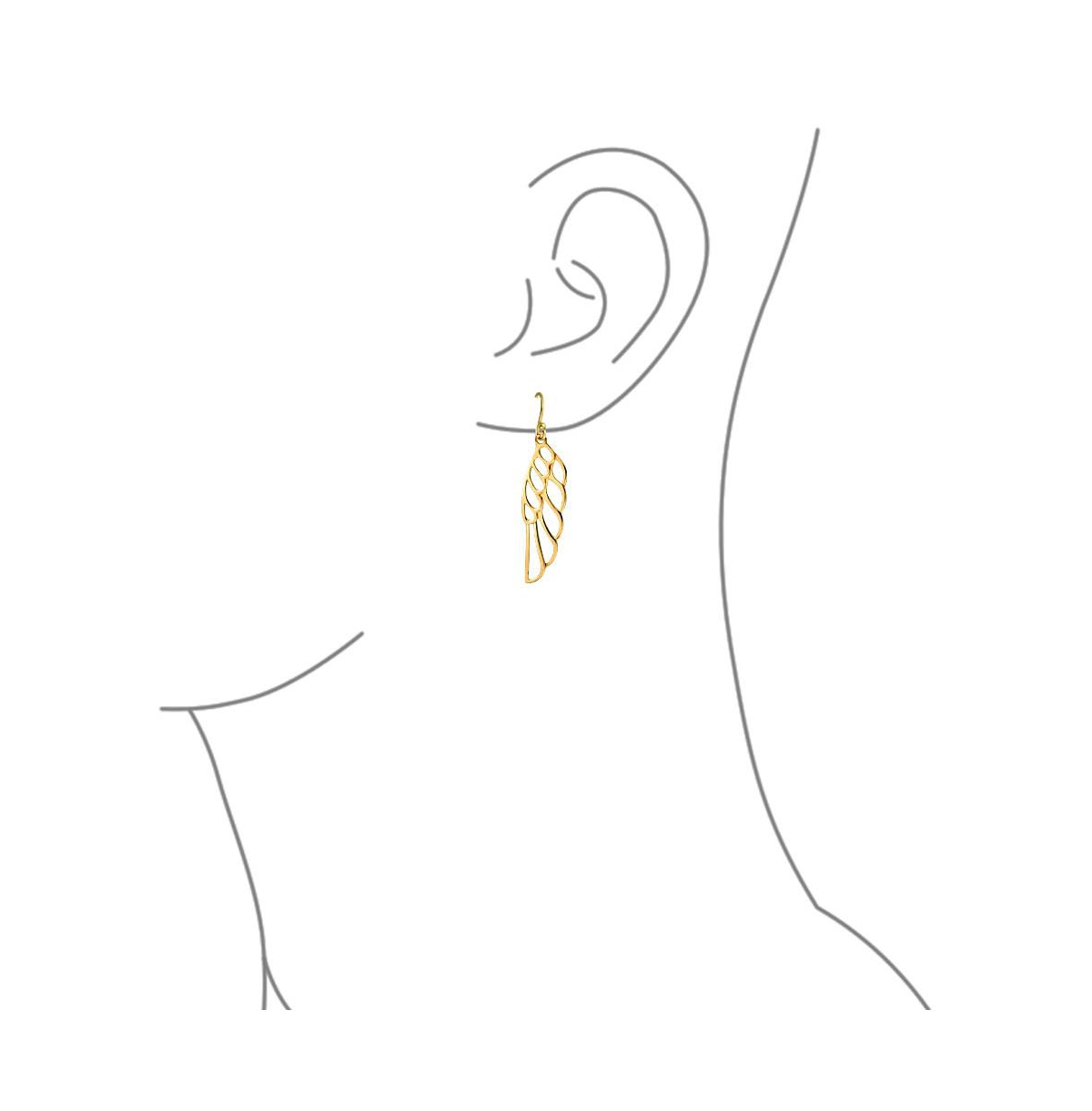 Bling Jewelry Spiritual Religious Dangle Angel Wing Feather Earrings For Women For Sterling Silver - Gold-tone