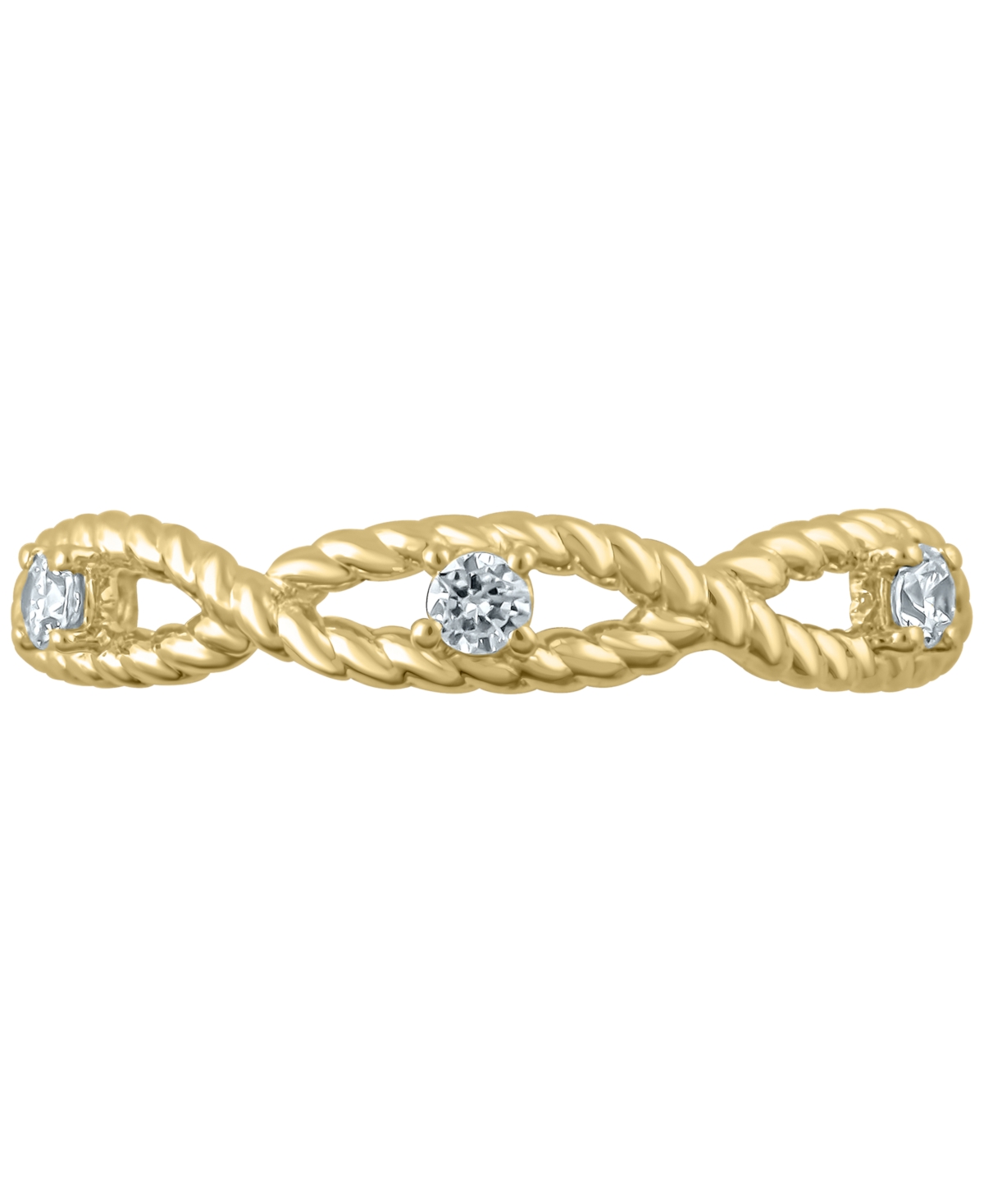 Shop Macy's Igi Certified Diamond Braided Rope Band (1/4 Ct. T.w.) In 14k Gold In Yellow Gold