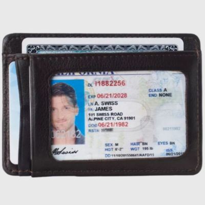 Mens RFID Money Clip Leather Minimalist Wallet Card Case ID Window