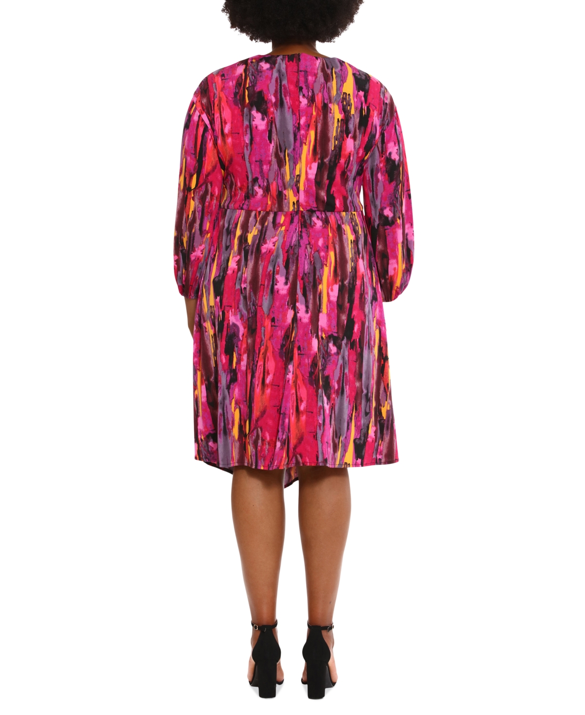 Shop London Times Plus Size Printed Twist-front Midi Dress In Berry Multi