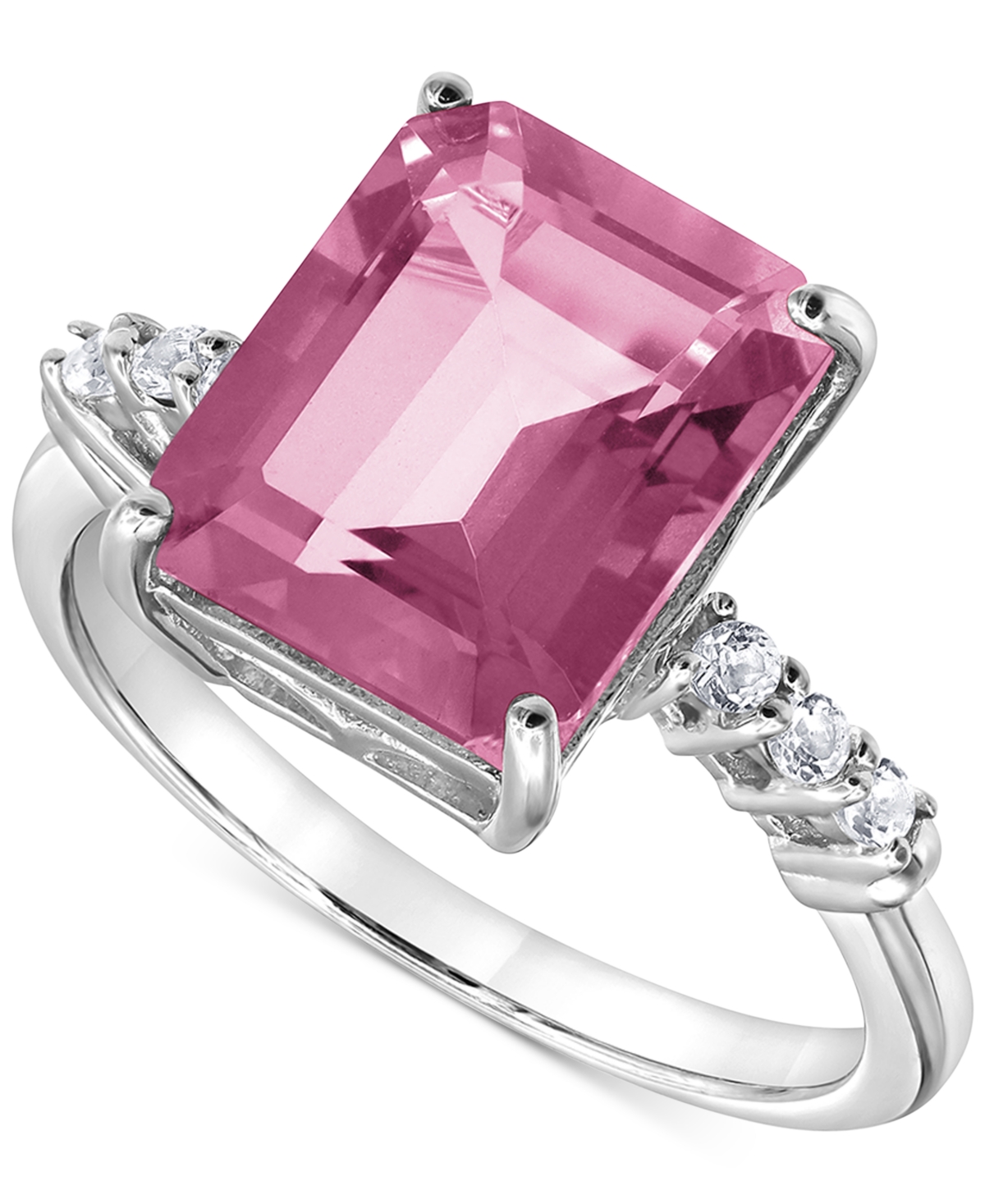 Macy's Pink Topaz (5-3/4 Ct. T.w.) & White Topaz (1/10 Ct. T.w.) Ring In Sterling Silver
