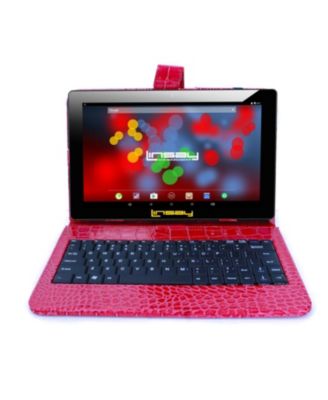LINSAY - 10.1" New Tablet Quad Core 32GB Android 10 Exclusive Luxury Bundle with Red Crocodile Style Keyboard