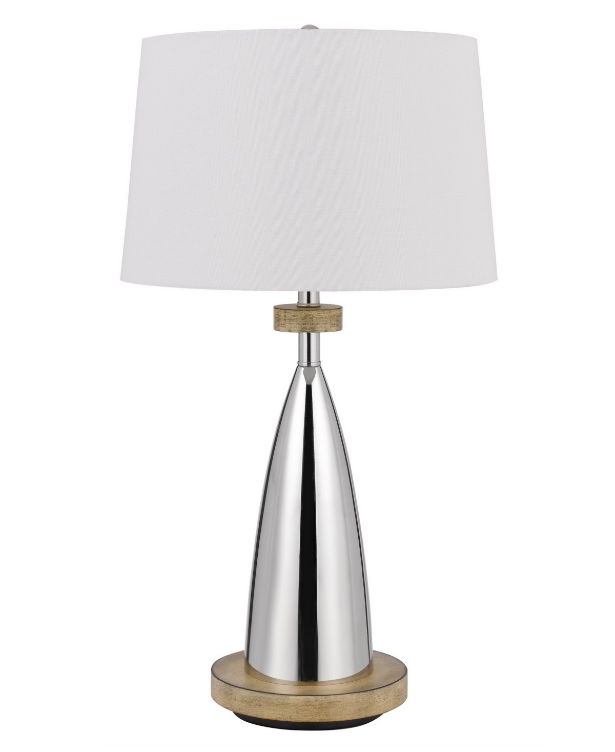 Cal Lighting 31" Height Metal Table Lamp With Wood Accents In Chrome,wood