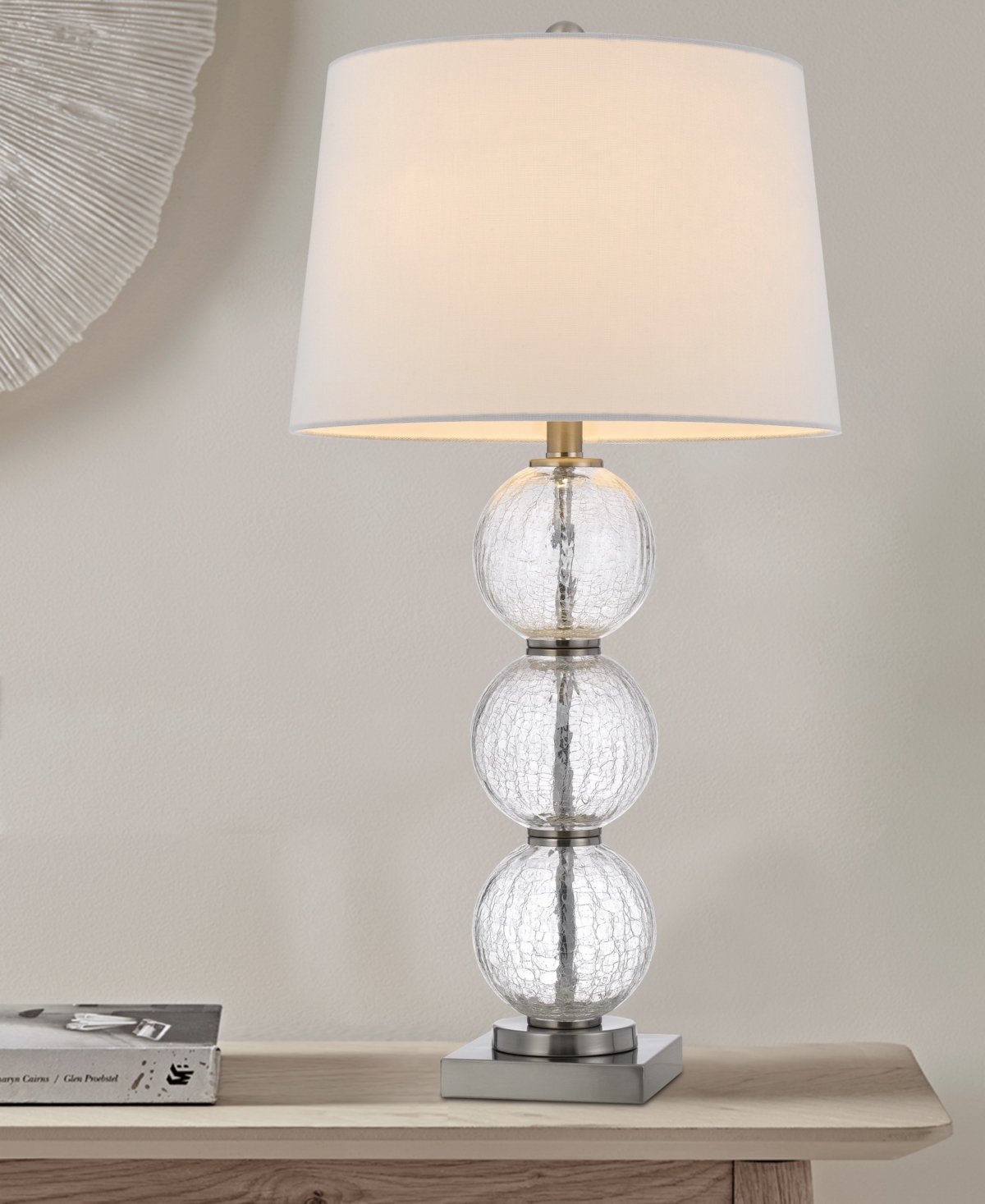 Cal Lighting 29" Height Clear Crackle Table Lamp Set In Glass