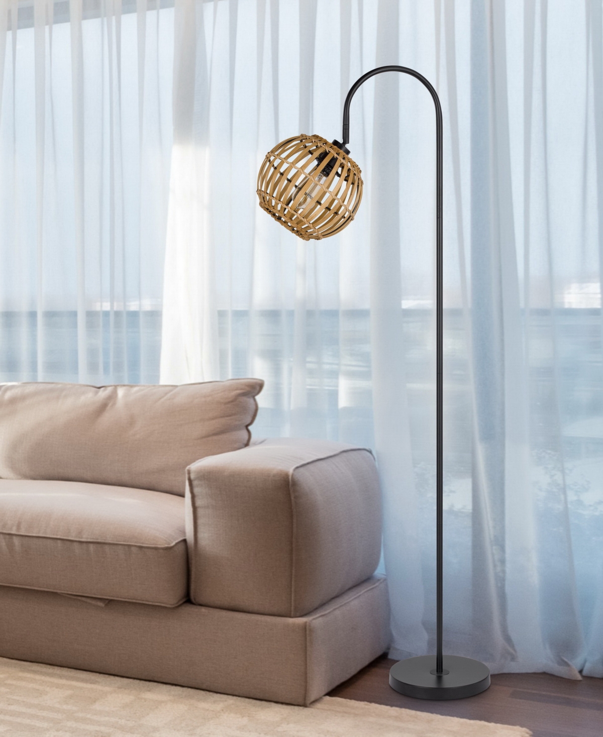 Cal Lighting 62.5" Height Metal Floor Lamp In Black