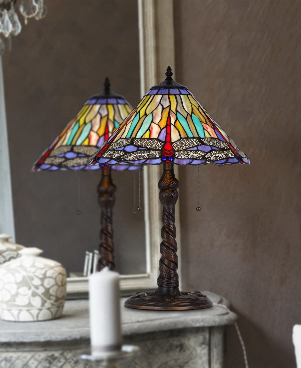 Cal Lighting 23" Height Metal And Resin Table Lamp In Dark Bronze