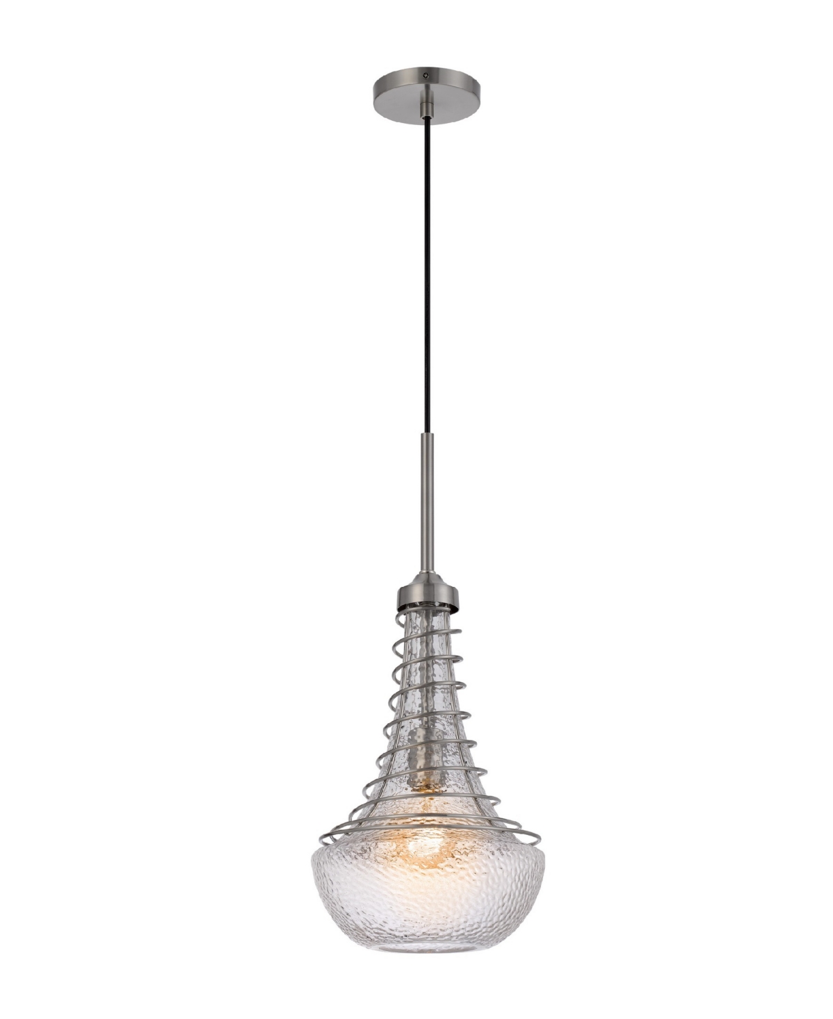 Cal Lighting Baraboo 21" Height Metal And Glass Pendant In Brushed Steel,silver