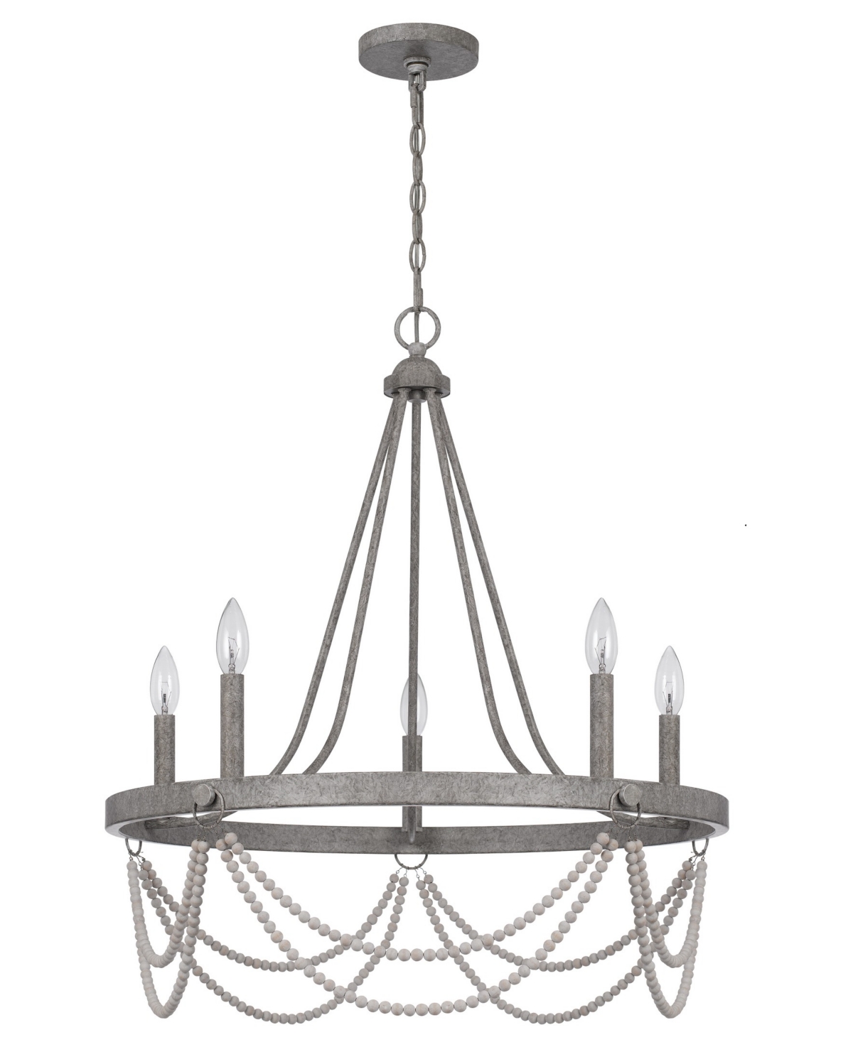 Cal Lighting Anniston 29" Height Metal Chandelier In Antique Silver
