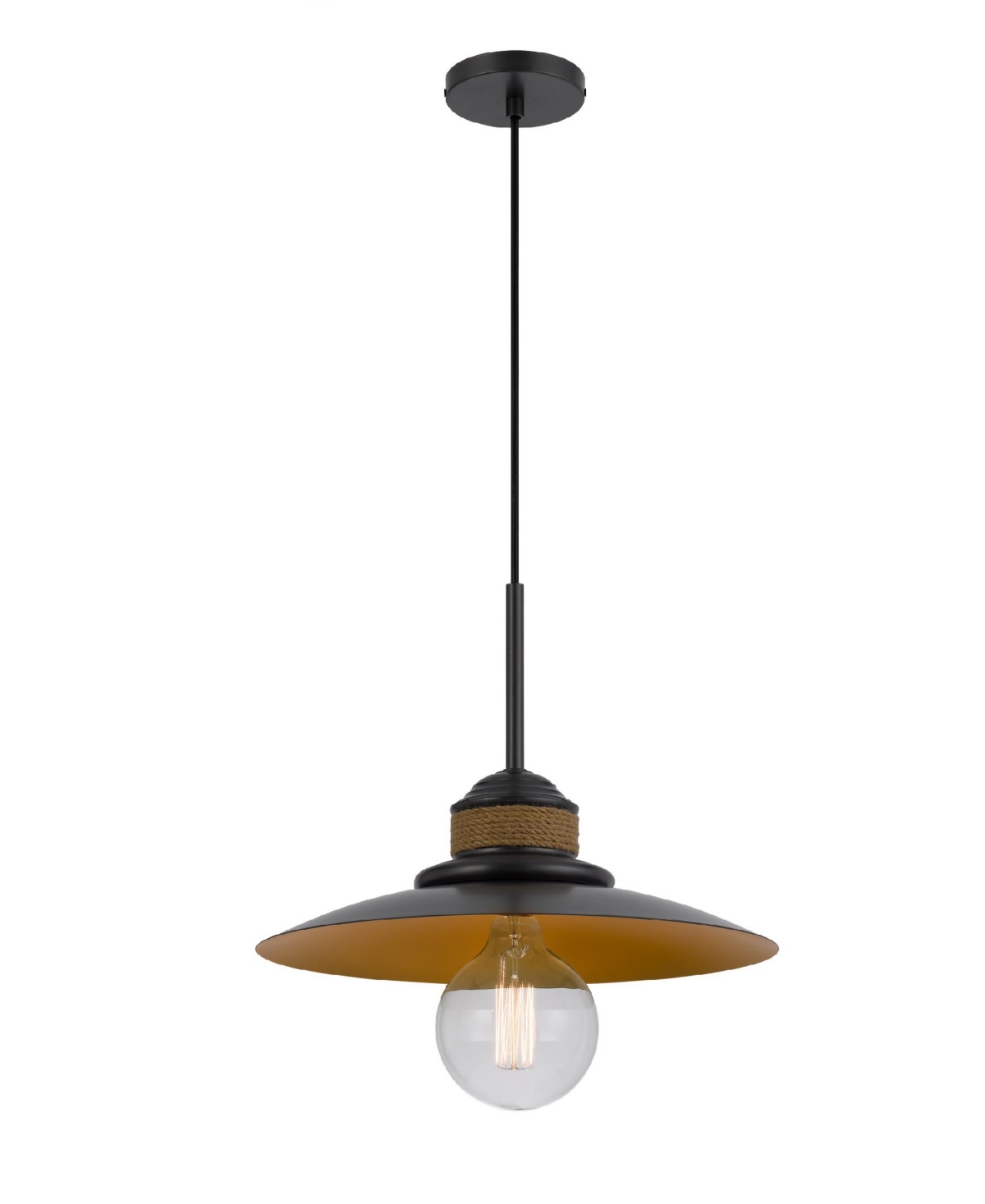 Cal Lighting Mineola 11.75" Height Metal Pendant In Black,burlap