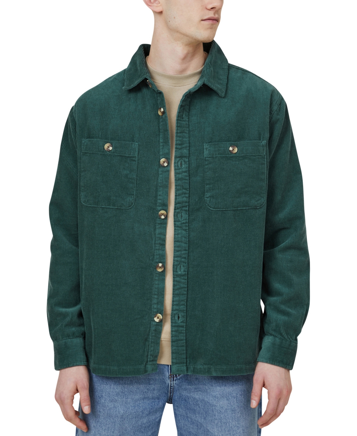 Cotton On Men's Long Sleeve Heavy Overshirt In Emerald Cord