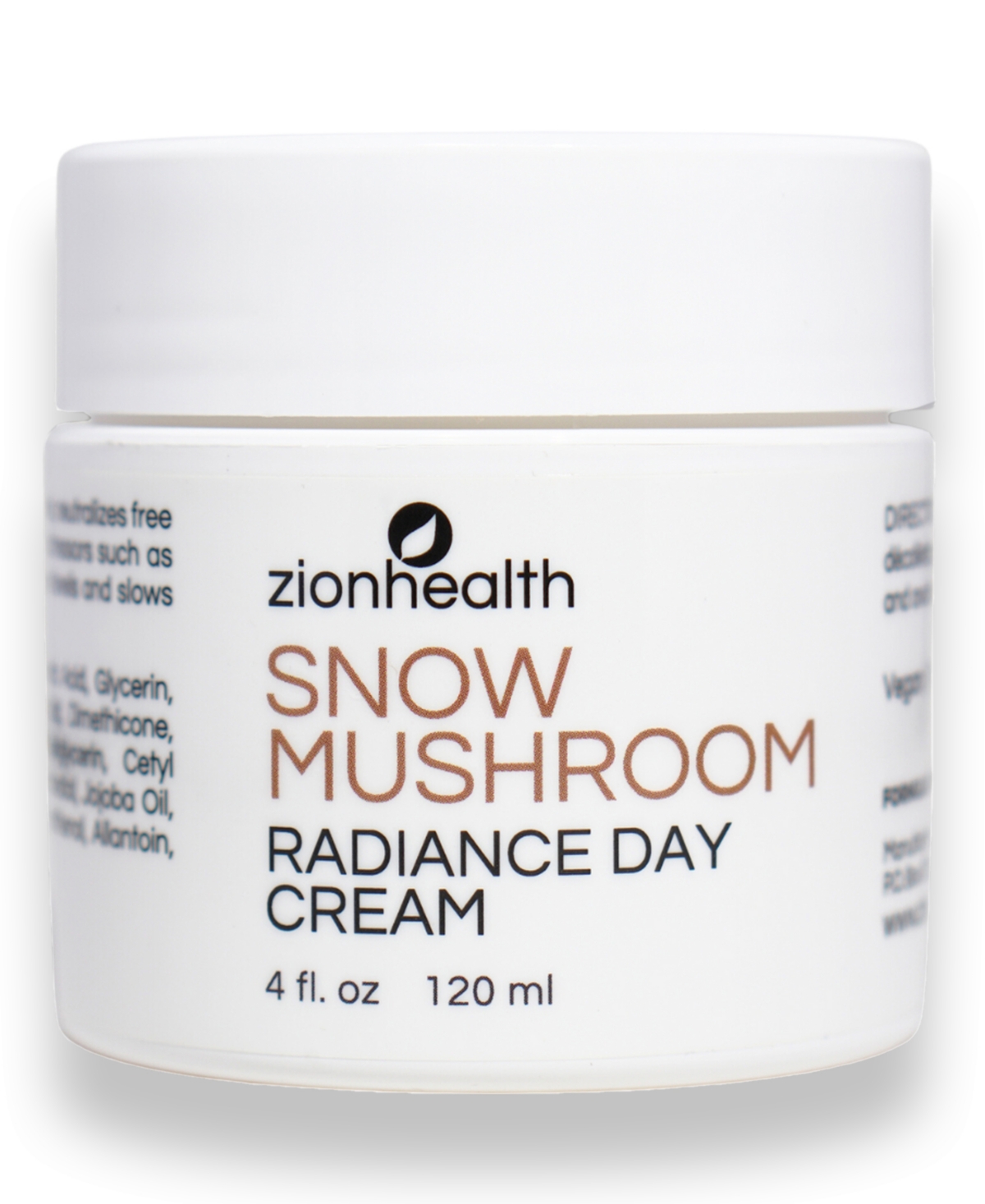 Zion Health Snow Mushroom Radiance Day Cream, 120 ml In White,brown