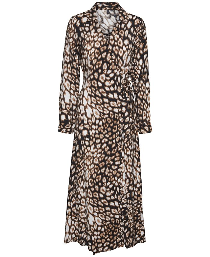 Vero Moda Women's Printed Collared Wrap Maxi Dress - Macy's
