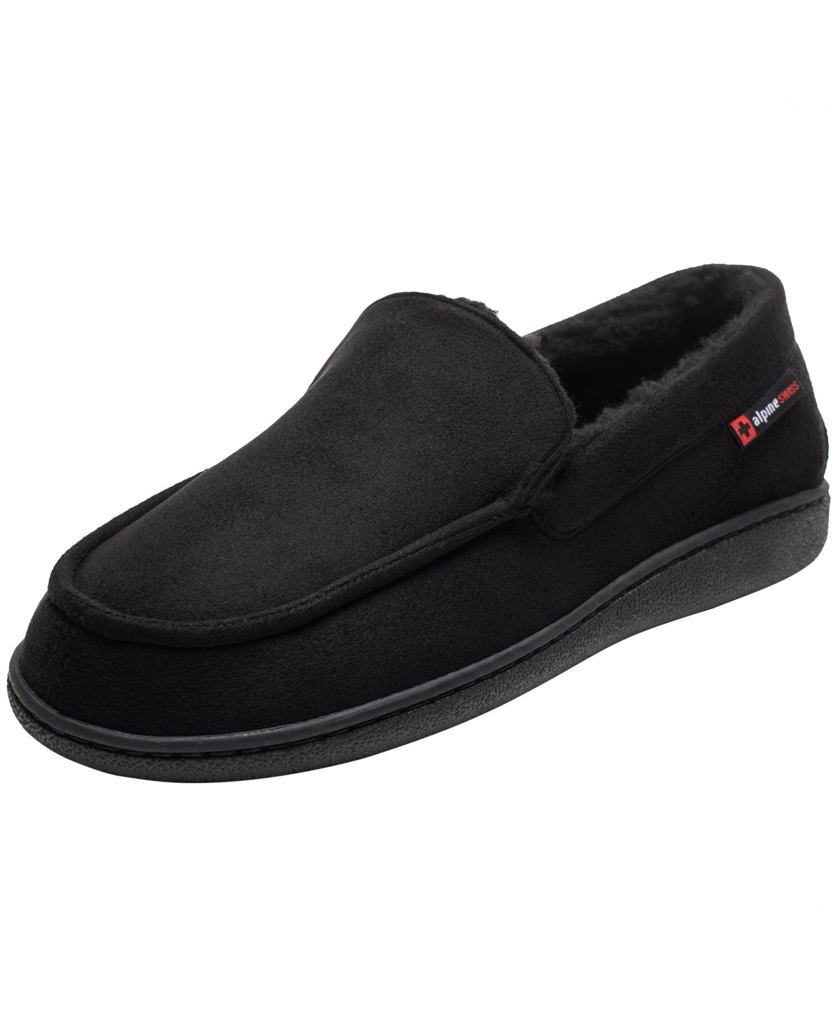 Oslo Mens Moccasin Slippers Warm Shearling Comfortable House Shoes - Black