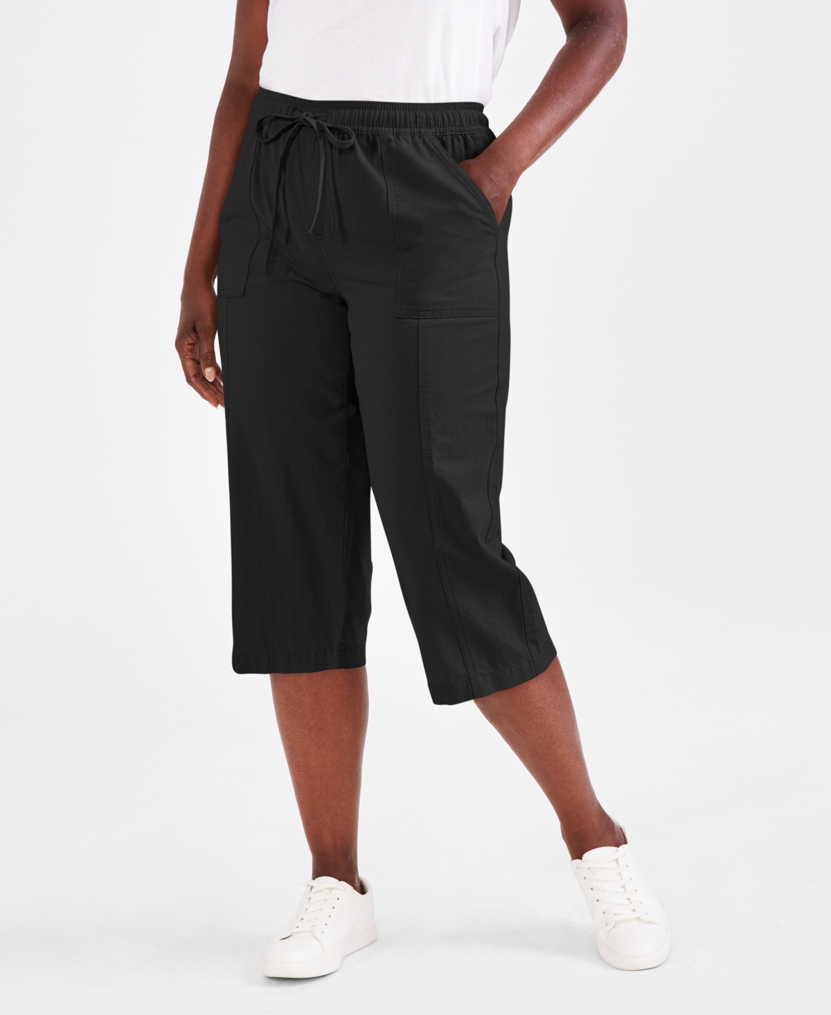 Style & Co Women's Drawstring Capri Pants, Regular & Petite, Created For Macy's In Deep Black
