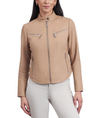 Michael Kors Women's Leather Racer Jacket Macy's