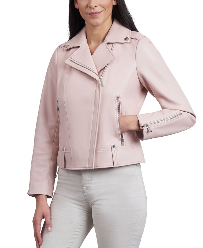 Michael Kors Women's Leather Moto Jacket - Macy's