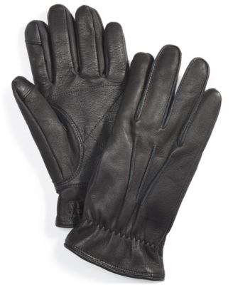 UGG® - Men's 3-Point Leather Tech Gloves with Faux-Fur Lining