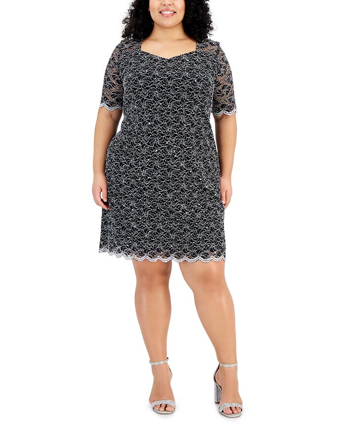 Connected Plus Size Sweetheart-Neck Lace Sheath Dress - Macy's