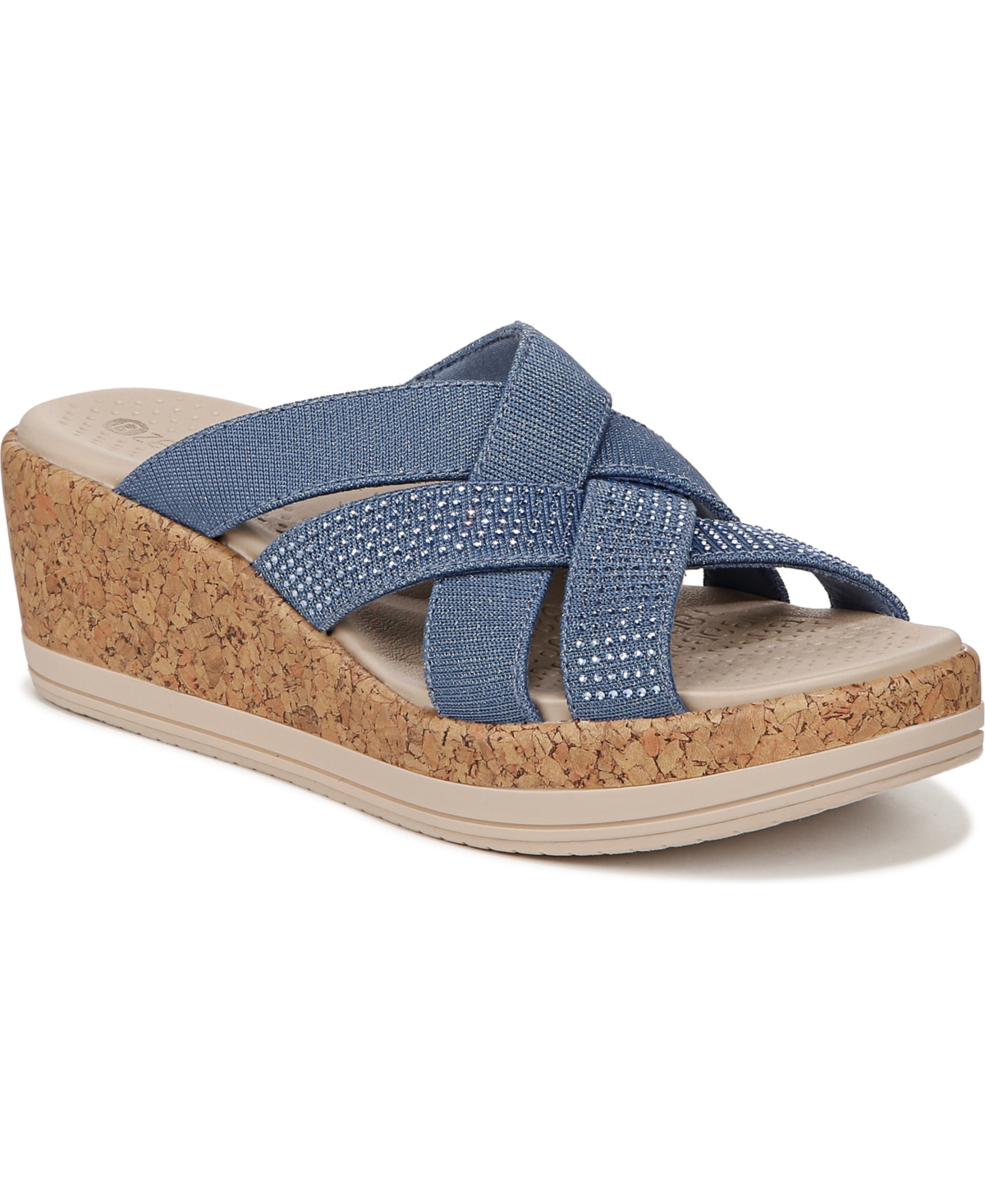 Reign Washable Strappy Wedge Sandals - Blue Fabric