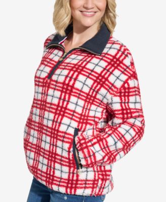 Tommy Hilfiger Women's Tartan Sherpa Quarter-Zip Jacket
