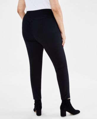 Plus Size Pull-On Pont&eacute; Knit Pants, Created for Macy's