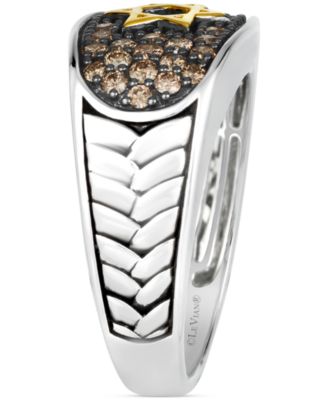 Men's Chocolate Diamond Star of David Cluster Ring (1 ct. t.w.) in 14k Two-Tone Gold