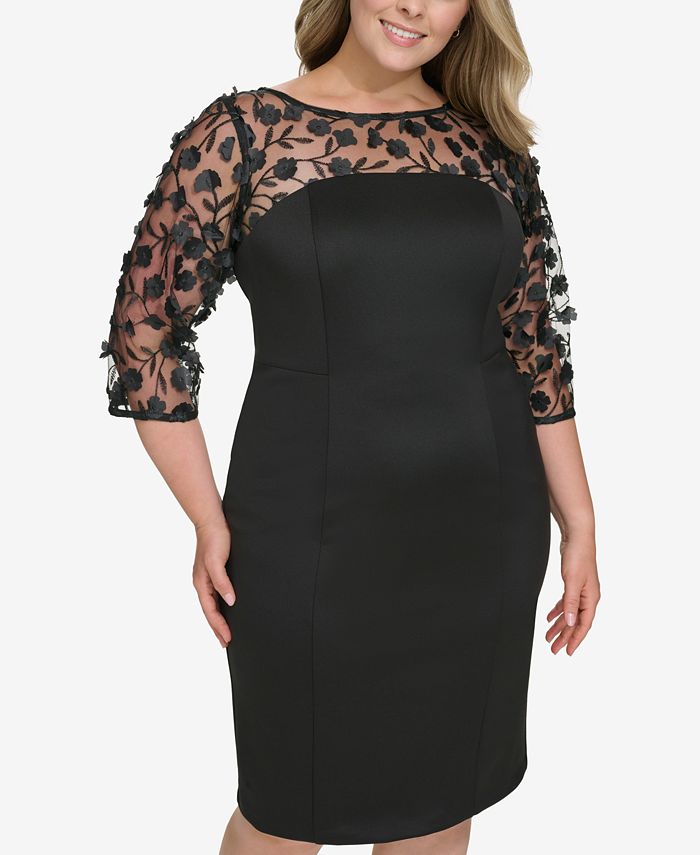 Eliza J Plus Size Floral Embellished ElbowSleeve Sheath Dress Macy's