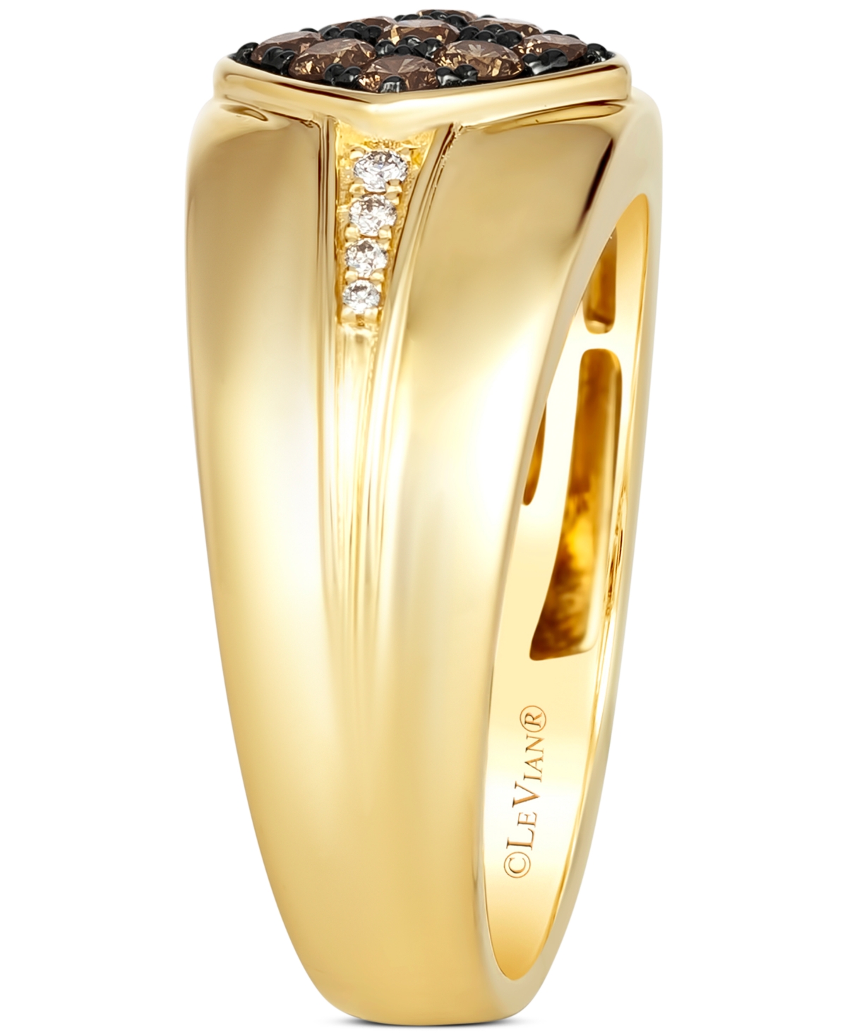Shop Le Vian Men's Chocolate Diamond & Nude Diamond Cluster Ring (1/2 Ct. T.w.) In 14k Gold In K Honey Gold Ring