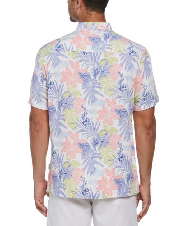 Cubavera Men's Big & Tall Textured Floral Leaf-Print Button-Down Shirt ...