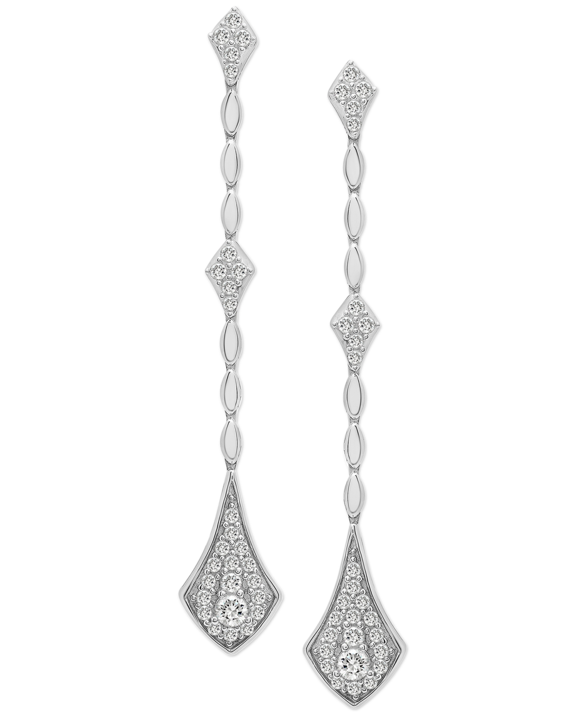Diamond Linear Drop Earrings (1 ct. t.w.) in 14k Gold or 14k White Gold, Created for Macy's - White Gold