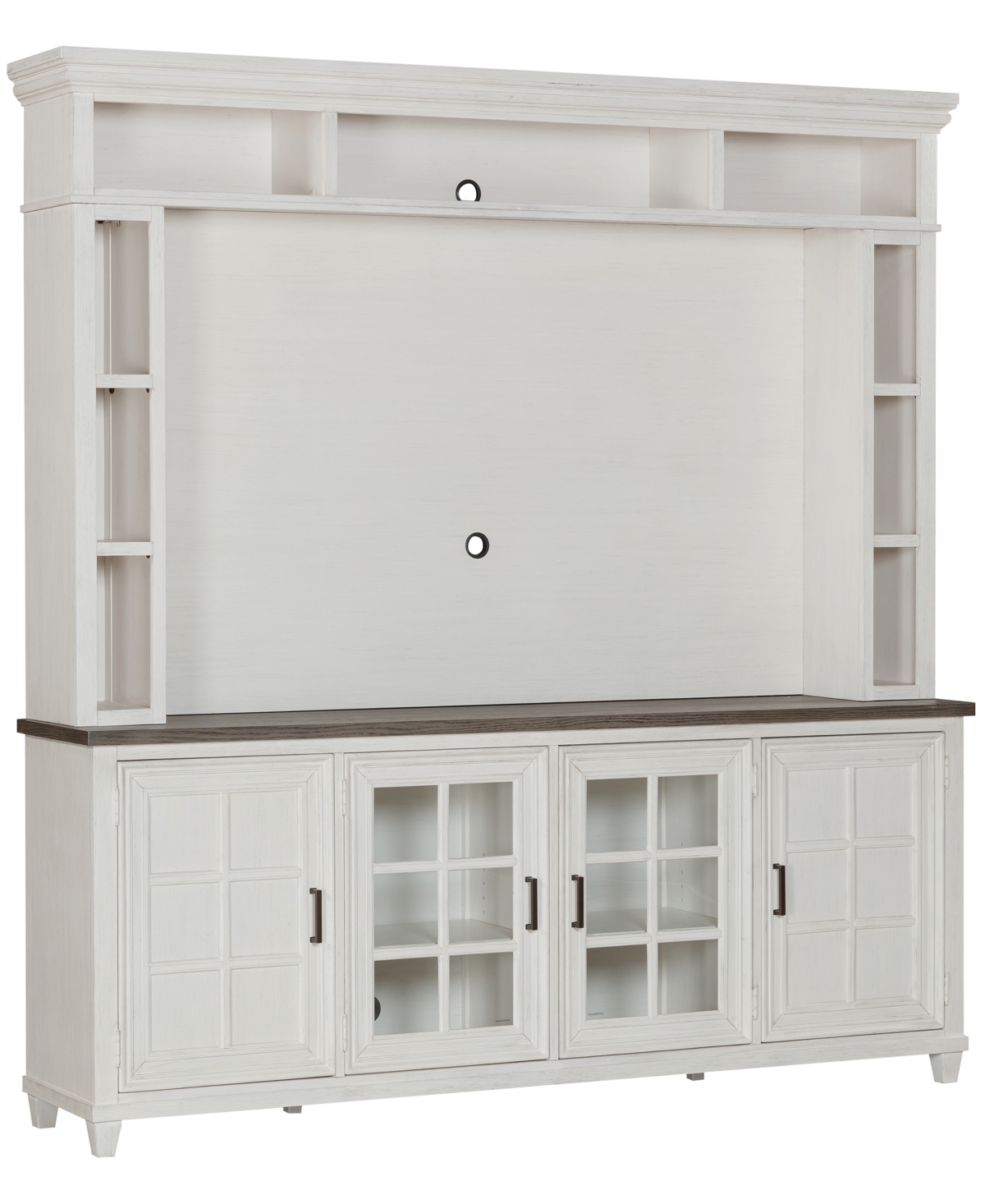Shop Macy's 84" Dawnwood 2pc Tv Console Set (84" Console With 4 Doors And Hutch) In White
