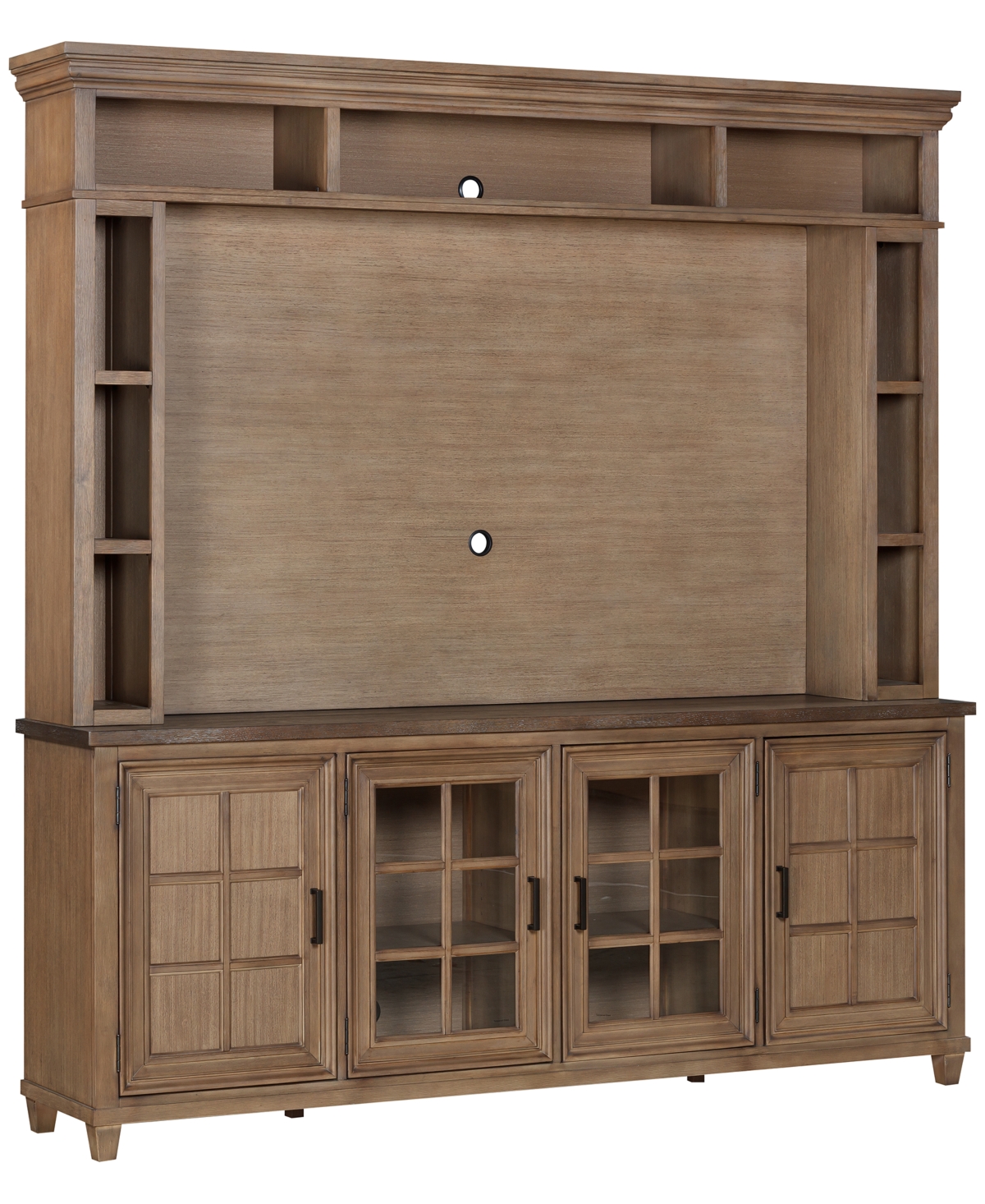 Macy's 84" Dawnwood 2pc Tv Console Set (84" Console With 4 Doors And Hutch) In Wheat