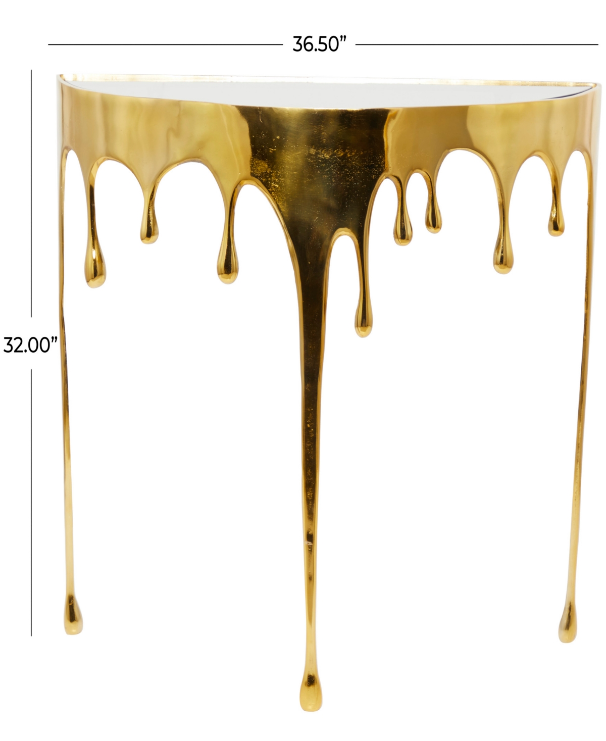 Rosemary Lane Aluminum Drip Console Table with Melting Designed Legs and Shaded Glass Top, 32