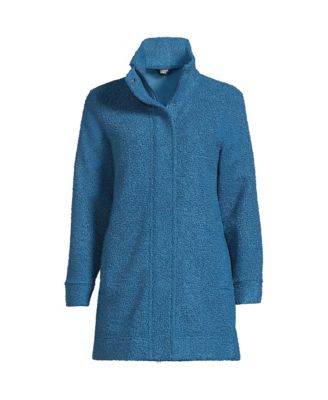 Lands' End Women's Plus Size Boucle Fleece Coat Macy's