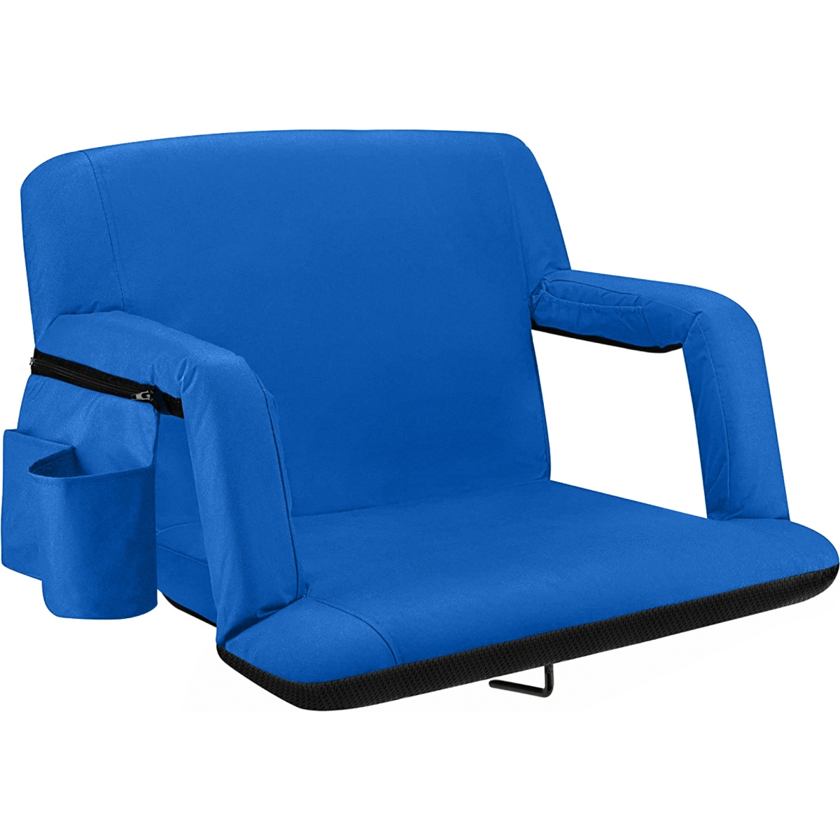 Reclining Stadium Seat - Waterproof Foldable Camping Chair with Extra Thick Padding and Wide Back Support - Royal blue