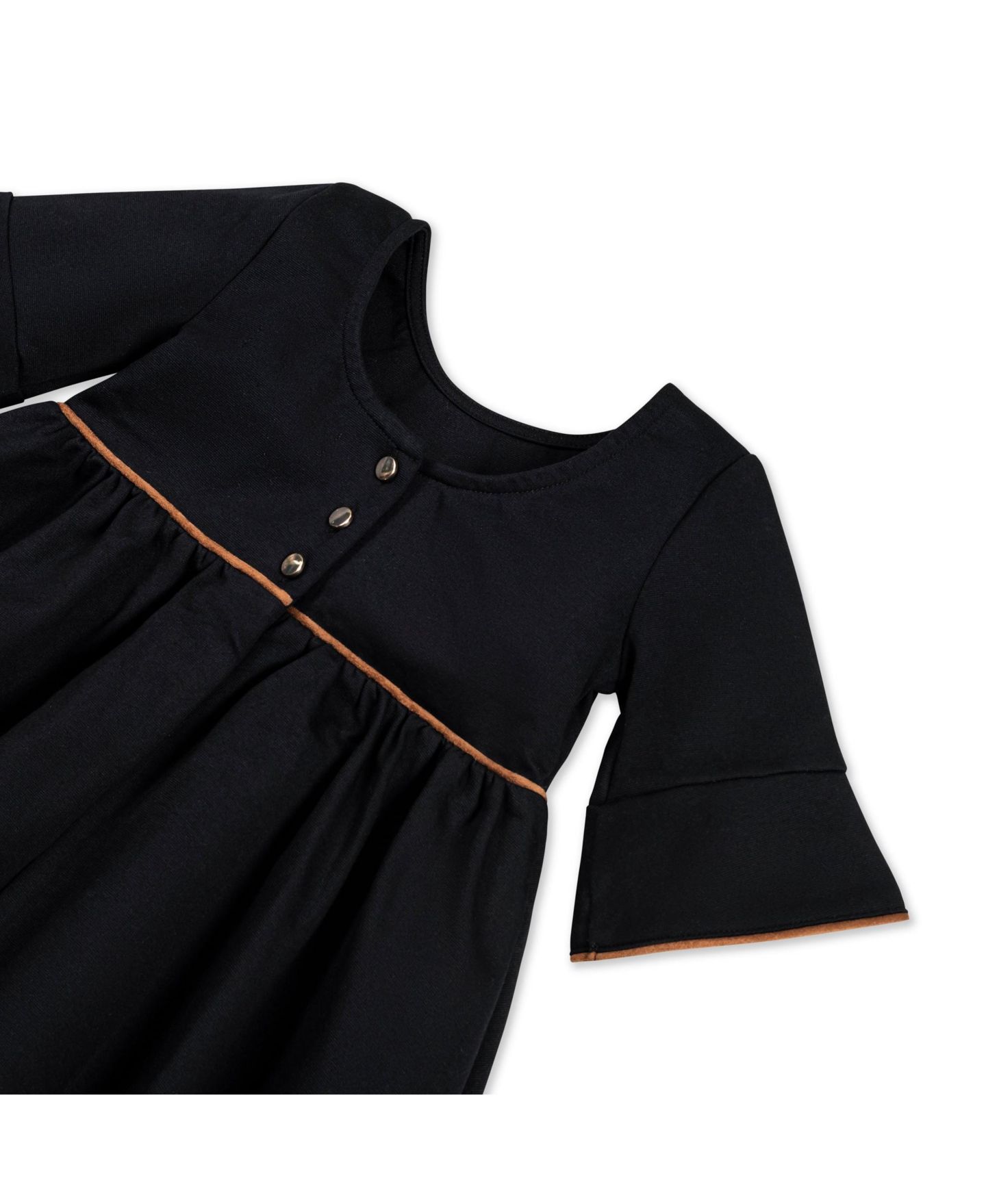Платье Hope & Henry Ruffle Sleeve Ponte Dress with Suede Detail для девочек, цвет: Чёрный — фото 3