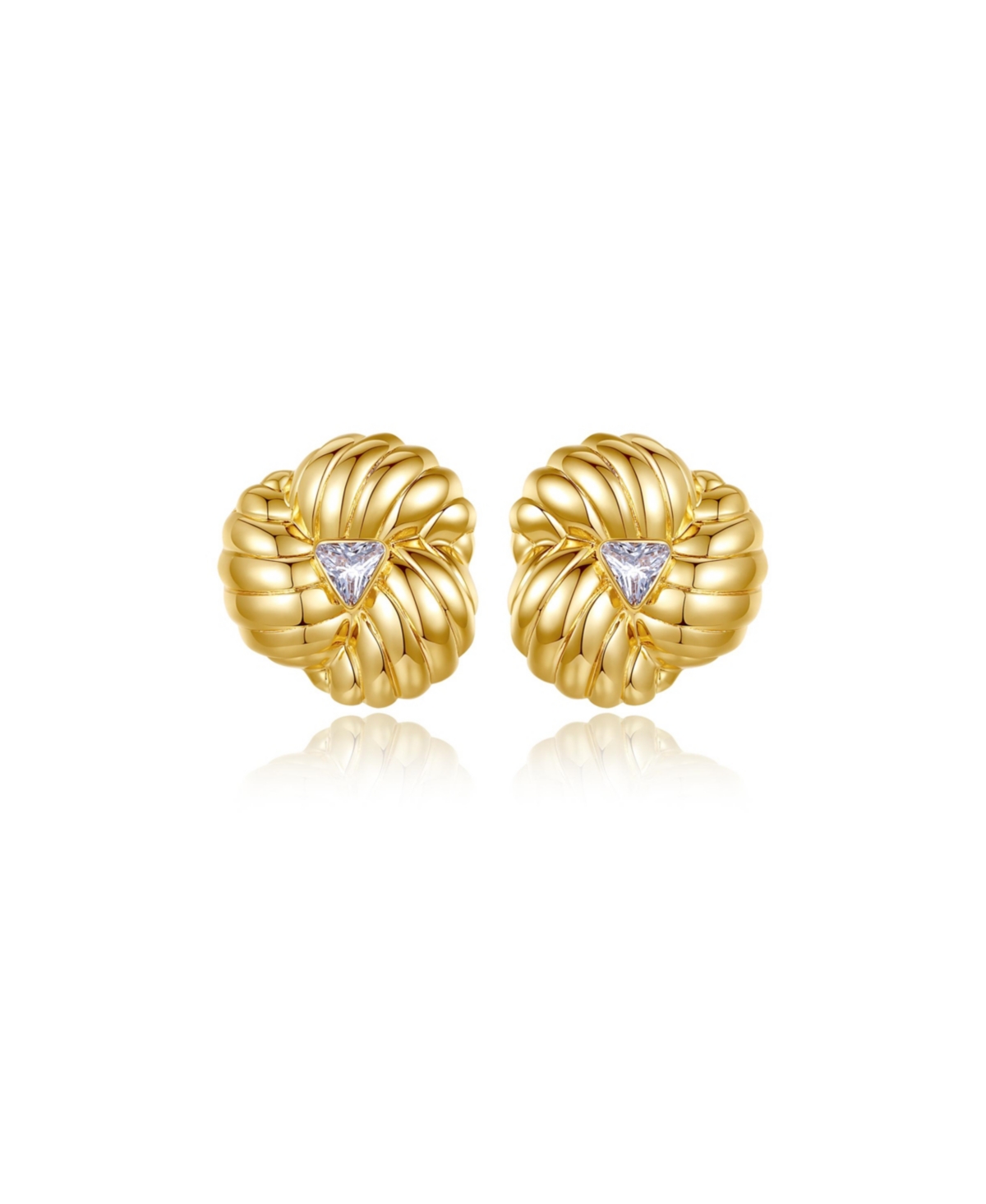Clover Designed Stud Earrings - Gold
