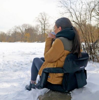 Heated Massage Reclining Stadium Seat - Waterproof Foldable Camping Chair with Extra Thick Padding and Wide Back Support