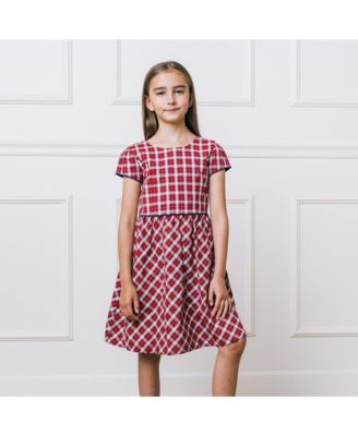 Toddler Girls Short Sleeve Button Back Schoolgirl Dress
